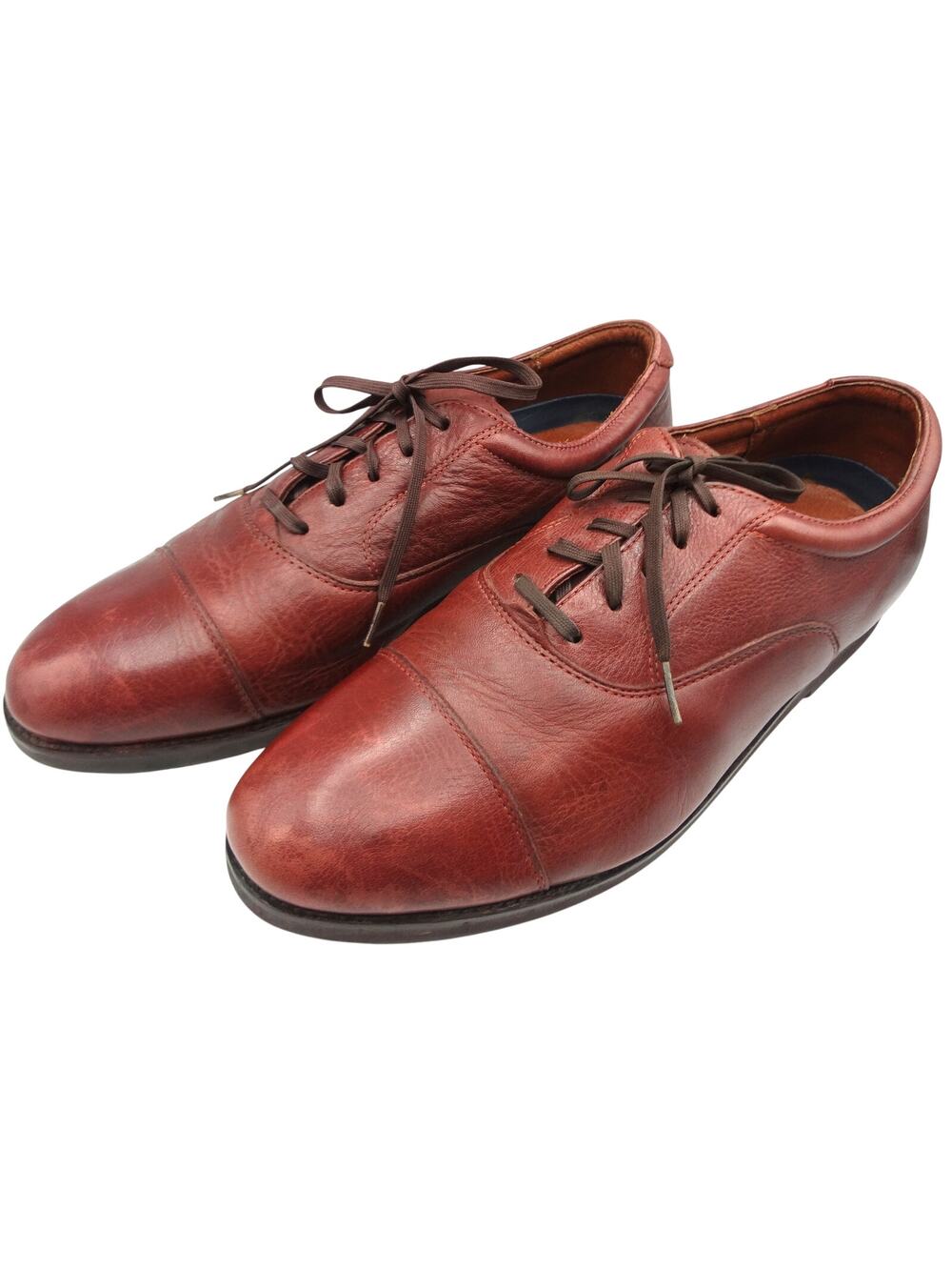 Vintage Dockers Cognac Brown Leather Cap Toe Oxford Dress Shoes Mens 13 Lace Up